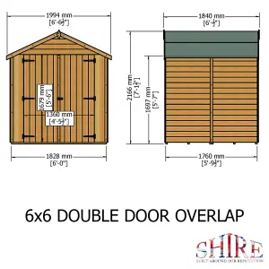 Shire 6x6 Overlap Double Door Windowless Garden Shed