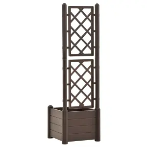 Berkfield Garden Planter with Trellis 43x43x142 cm PP Mocha