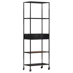 Berkfield Book Cabinet 60x35x180 cm Rough Mango Wood & Iron