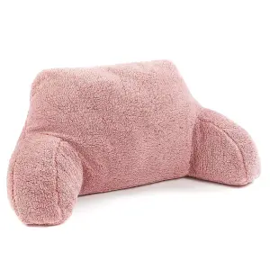 Teddy Fleece Bed Reading Cushion Pillow with Arms Lumbar Support