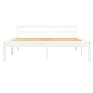 Berkfield Bed Frame White Solid Pine Wood 140x200 cm