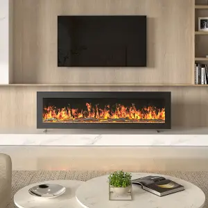 Black Electric Fire Wall Mounted or Freestanding Fireplace Heater 12 Flame Colors with Remote Control 50 inch