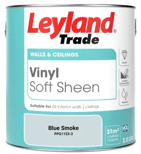 Leyland Trade Vinyl Soft Sheen Walls & Ceilings Emulsion Paint Blue Smoke (PPG1153-3) - 2.5L