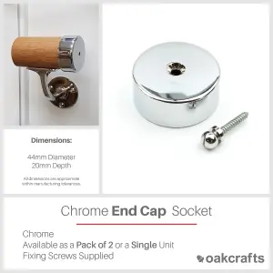 Oakcrafts - Chrome Handrail End Cap Socket 44mm - Single Unit