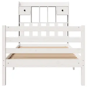 Berkfield Bookcase Bed without Mattress White 90x200 cm Solid Wood Pine