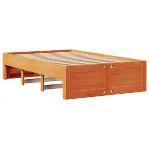 Berkfield Bed Frame without Mattress with Drawers Wax Brown 135x190 cm Double Solid Wood Pine