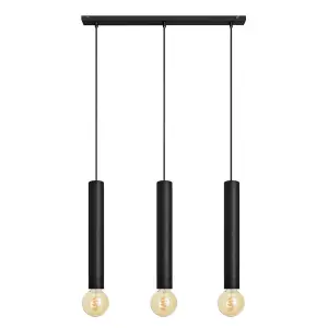 Luminosa Tuba Straight Bar Pendant Ceiling Light Black 60cm