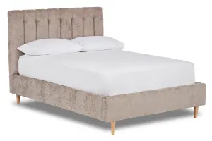 Eternal Contemporary Button-Backed Fabric Bed Base Only 6FT Super King- Pavia Dove