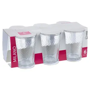 Queensway Home & Dining 200ml 6 Pcs Milano Drinking Glasses Sets Glassware Patterned Water Cup Juice Cocktail Tumbler