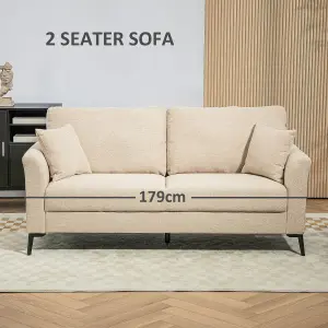 HOMCOM 3 Seater Sofa, Linen Fabric Sofa for Living Room, Beige