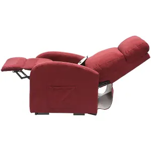 Single Motor Rise and Recline Lounge Chair - Wine Coloured Suedette Material