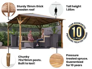 Dunster House Wooden Gazebo Utopia 300 3m x 3m Heavy Duty Garden Shelter Pressure Treated and Roof Shingles