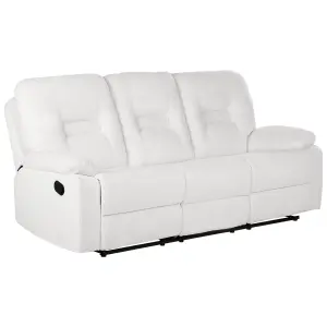 3 Seater Fabric Manual Recliner Sofa White BERGEN