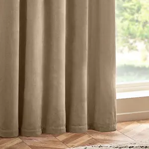 Yard Heavy Chenille Velvet Eyelet Curtains, Natural