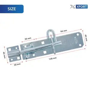 XFORT 2 Pack Brenton Padbolt 100mm (4"), Bright Zinc Plated