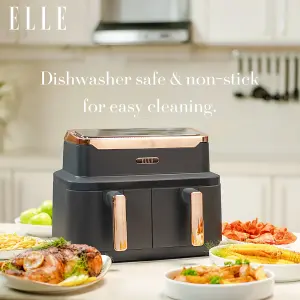 ELLE Air Fryer in Grey and Rose Gold, Dual Air Fryer