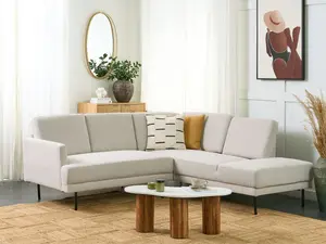 Left-Hand Corner Sofa BREDA Light Beige Fabric Left Hand