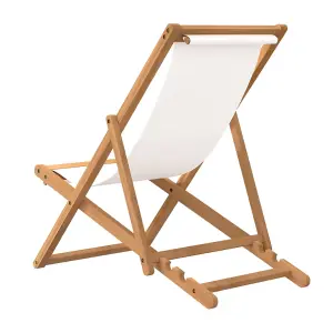 Berkfield Deck Chair Teak 56x105x96 cm Cream