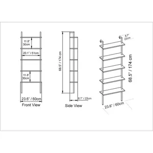 Iker 174cm H x 60cm W Stainless Steel Ladder Bookcase Black