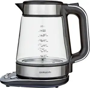 Cookworks Variable Temperature Glass Kettle - S/Steel