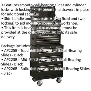 14 Drawer Black Tool Chest - Mobile Storage Solution with Ball-Bearing Slides