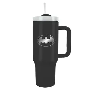 Batman Bat Emblem 1.1L Travel Mug Black/White/Silver (One Size)