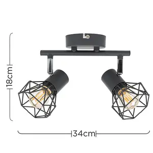 ValueLights Angus Grey Ceiling Bar Spotlight and E14 Golfball LED 4W Warm White 2700K Bulbs