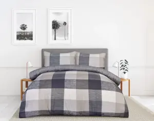 Smart Living Luxury Super Soft Easy Care Block Check Reversible Duvet Cover with Pillowcase