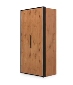 Loft Folding Door Wardrobe Left - Oak Lancelot & Black - H2040mm W1040mm D600mm