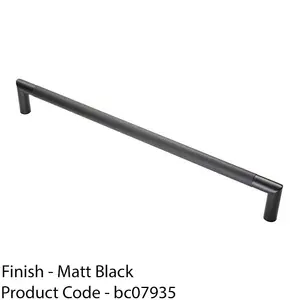 Knurled Mitred Door Pull Handle 470 x 20mm 450mm Fixing Centres Matt Black