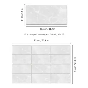 Walplus Urban Concrete Wall 2D Tile Stickers 12 Pcs