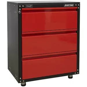 Versatile Modular 3 Drawer Cabinet with Worktop and Ball Bearing Slides for Garage Storage