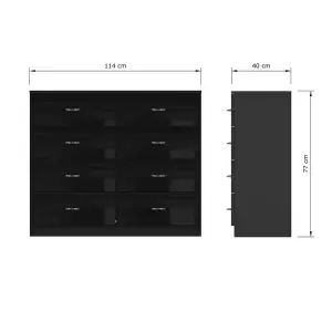 Black Gloss 8 Drawer Chest Of Drawers 4+4 Bedroom Furniture