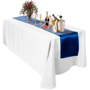 Neel Blue 11x 108 Inch Plain Satin Silk Table Runner, Royal Blue