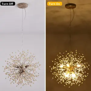 Garwarm 8-Light Wooden Beads Dandelion Chandelier