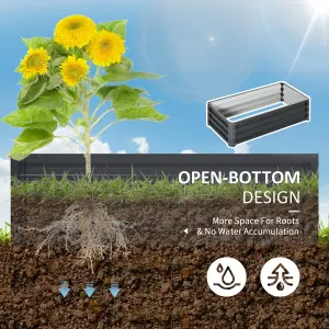 Outsunny Raised Garden Bed Elevated Planter Box for Flowers Grey