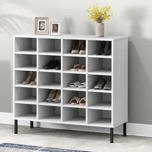 Berkfield Shoe Rack with Metal Legs White 95x35x87 cm Solid Wood OSLO