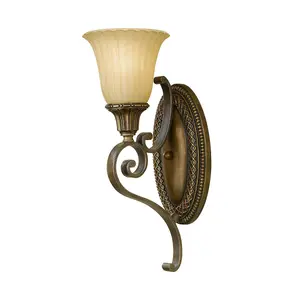 Wall Light Sconce Firenze Gold British Bronze LED E27 60W Bulb