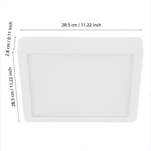 Eglo Fueva-Z Square White Aluminium Smart Control, Colour Changing LED Ceiling Light, (D) 28.5cm