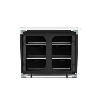 Black Folding Portable Outdoor Camping Kitchen Table Cabinet Storage BBQ Cook Station 100cm W