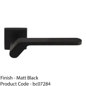 Premium Modern Slim Door Handle Set - Matt Black Angled Lever On Square Rose