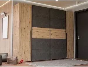 Debarr 4 Door Sliding Wardrobe Zipcode Design Finish: Artisan Oak/Dark Grey