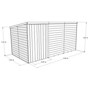 BillyOh Master Tongue and Groove Pent Wooden Shed - 12x6 - Windowless