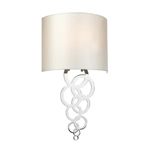 Elstead Curtis Medium 1 Light Wall Light, Polished Chrome, Ivory Faux Silk Shade