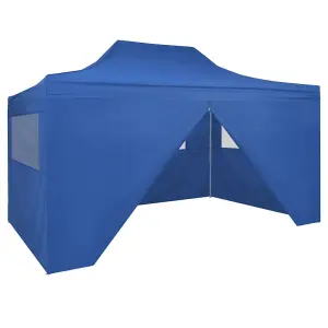 Berkfield Foldable Tent Pop-Up with 4 Side Walls 3x4.5 m Blue