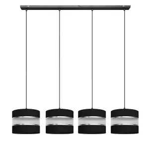 Luminosa Helen Straight Bar Pendant Ceiling Light Black, Silver 100cm