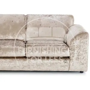 Crystal Crushed Velvet Fabric 5 Seater L Shaped Corner Sofa  Mink - Full Back