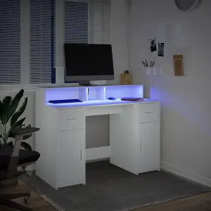 Berkfield Desk with LED Lights White 120x55x91 cm Engineered Wood