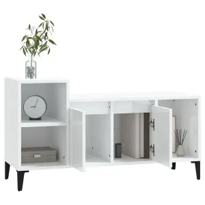 Berkfield TV Cabinet High Gloss White 100x35x55 cm Engineered Wood