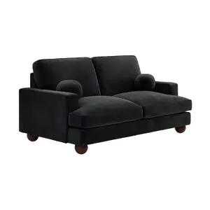 Solace+Co Addison 2 Seater Velvet Sofa - Black